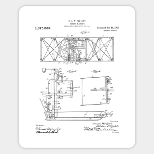 Wright Brothers Aircraft Patent - Aviation Art - Black And White Sticker